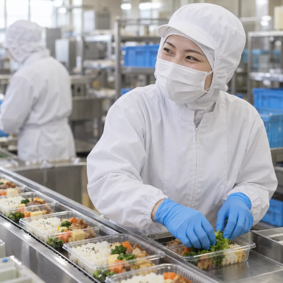 食品加工の現場で働くスタッフ