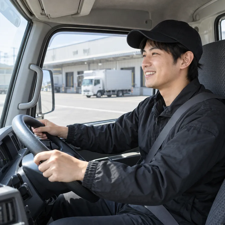 トラックを運転するスタッフ