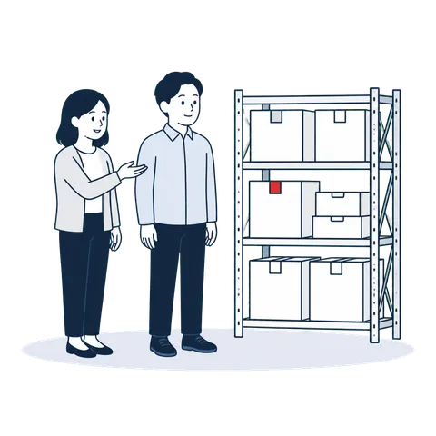 職場を案内するコーディネーター