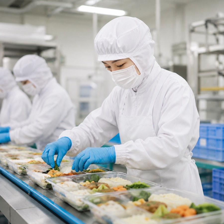 食品加工の現場で働くスタッフ